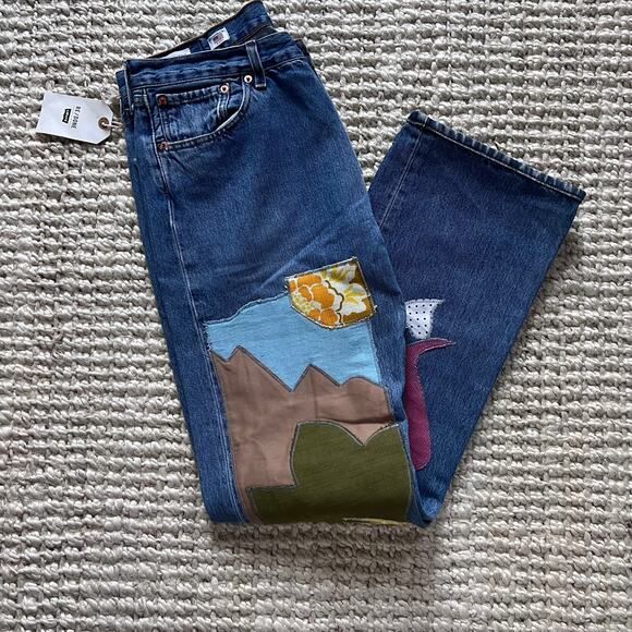 RE/DONE x Levis Patched Up 501 Assorted Indigo/Floral Jeans - Picture 1 of 7